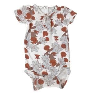 Kate Quinn Bamboo Bodysuit Baby Girl 6-12mo Blue Floral Short Sleeve Sustainable